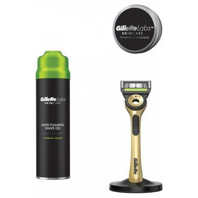 Набір для гоління Gillette Labs Champion Gold Edition: бритва + підставка + гель 200 мл + крем 100 мл