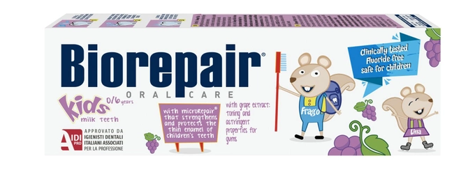 Зубна паста для дітей Bio Repair Веселе мишеня Kids від 0 до 6 років з виноградом